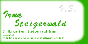 irma steigerwald business card